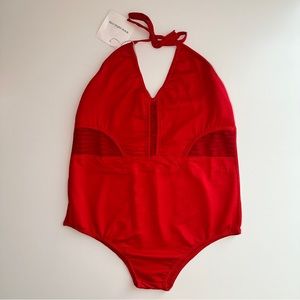 One Piece Red Swimwear Large Size